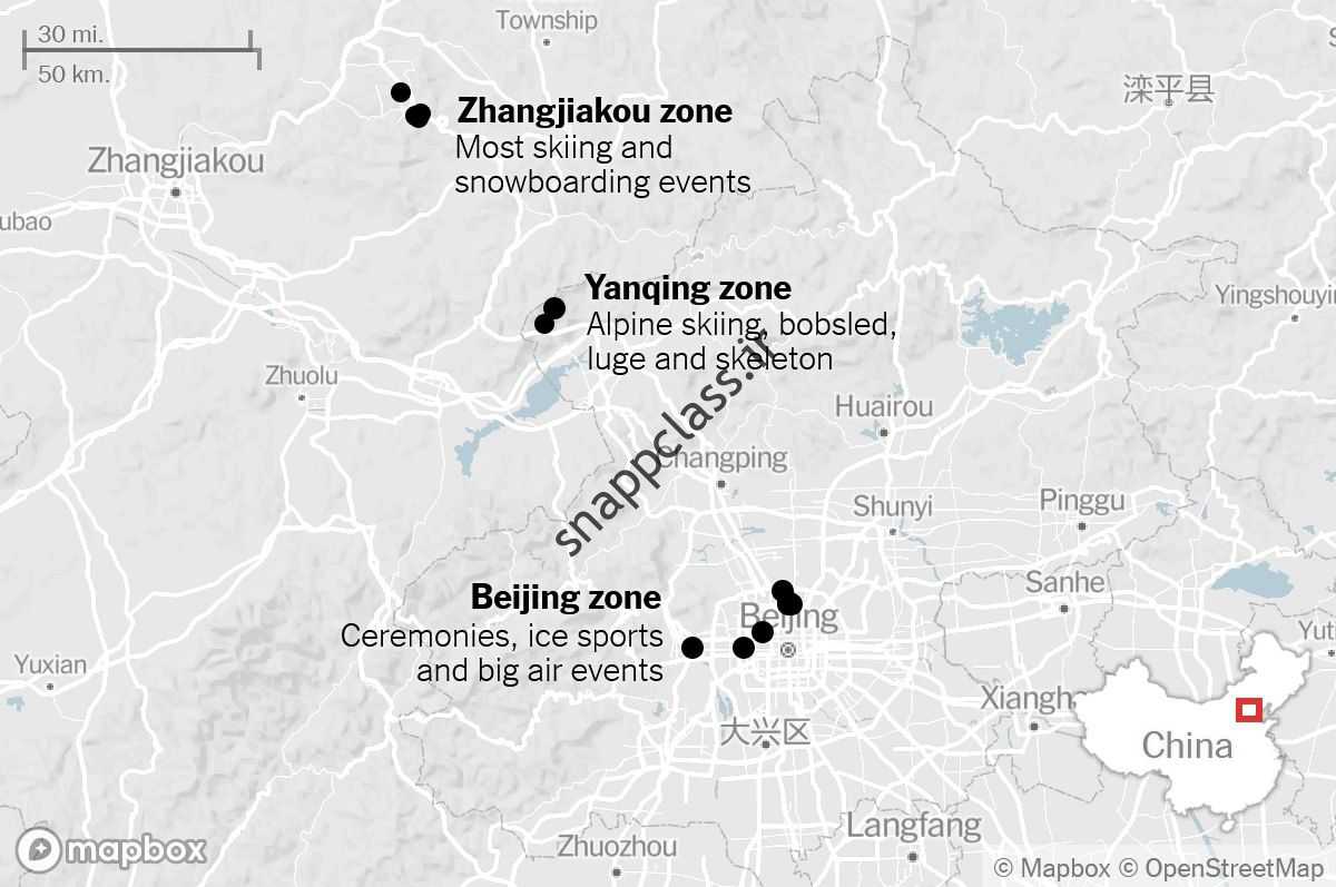 نقشه Zhangjiakou و Yanqing