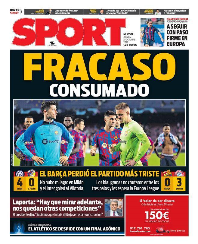 (تصویر) بازتاب شکست تحقیرآمیز بارسلونا در نشریات اسپانیایی