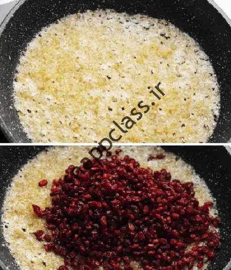 طرز تهیه زرشک پلو با مرغ با سس پرتقال